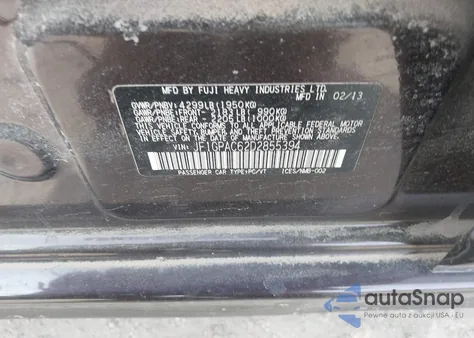 2013 Subaru Impreza 2.0I Premium из США, поврежденный, VIN JF1GPAC62D2855394